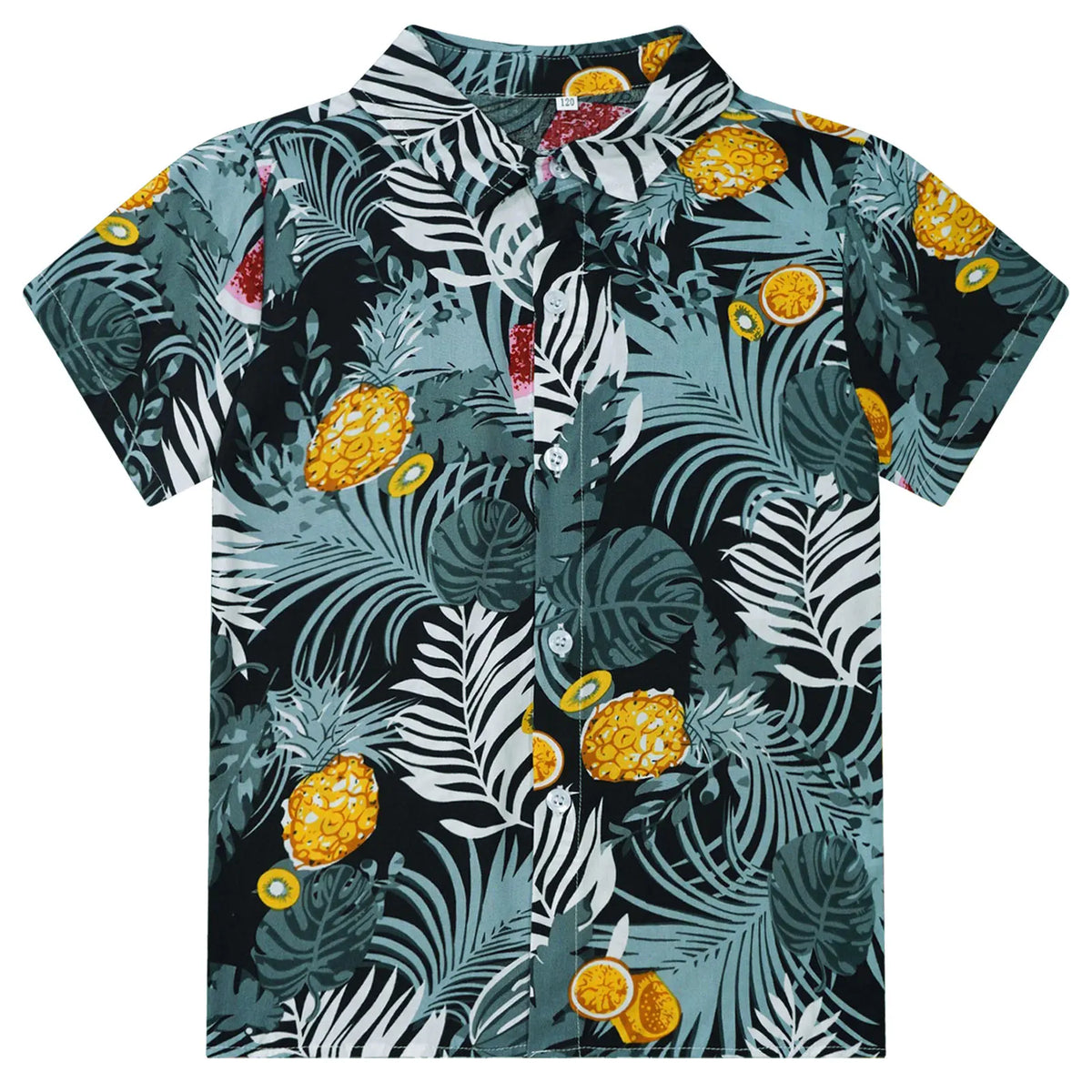 Kids Boys Hawaiian Shirts Tropical Graphic Print Short Sleeve Shirt Casual Turn-Down Collar Tee Tops for Vacation Beach Holiday