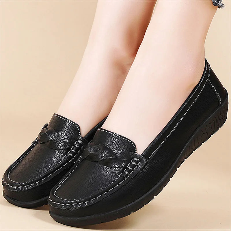 Women's Loafers 2026 Trend Loafers Genuine Leather Shoes For Woman Flats Women White Shoes Comfortable Luxury Leather Moccasins