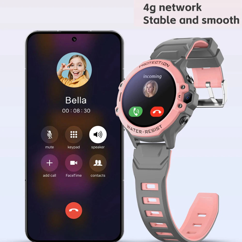 Kids 4G Video Call Chat Smart Watches Student 1.28" Waterproof  WIFI LBS Location 700Mah Battery Calculator Children Smartwatch
