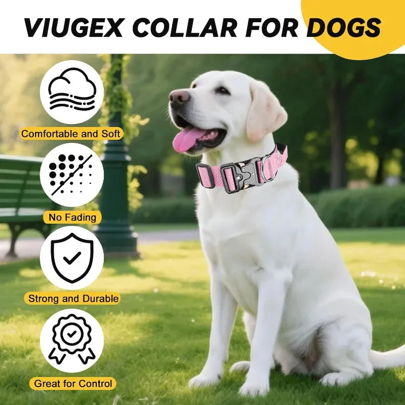 Pet Collar, Adjustable Heavy Duty Wide Thick Dog Collars with Quick Release Buckle, Soft Comfortable for Various Body Type Dogs