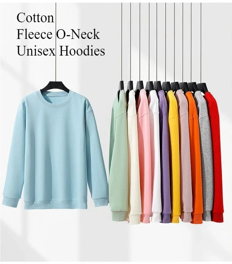 Loose Solid Color Women's Cotton Hoodies Casual Autumn Winter Fleece Sweatshirt Oversize Pullover O-Neck Top Hoody Couple Unisex