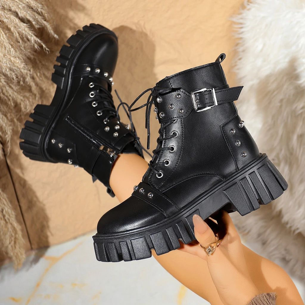 2025 Women Ankle Boots Fashion Comfortable Elegant Anti-slip Boots Walking Platform Designer Shoes for Women Zapatos De Mujer