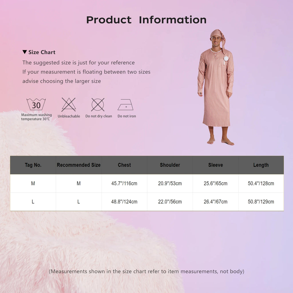 Mens Arabian Muslim Pajamas Adjustable Sleep Hat Robe with Hat Long Sleeve Long Robe And Pompom Cosplay Outfits Sissy Nightwear
