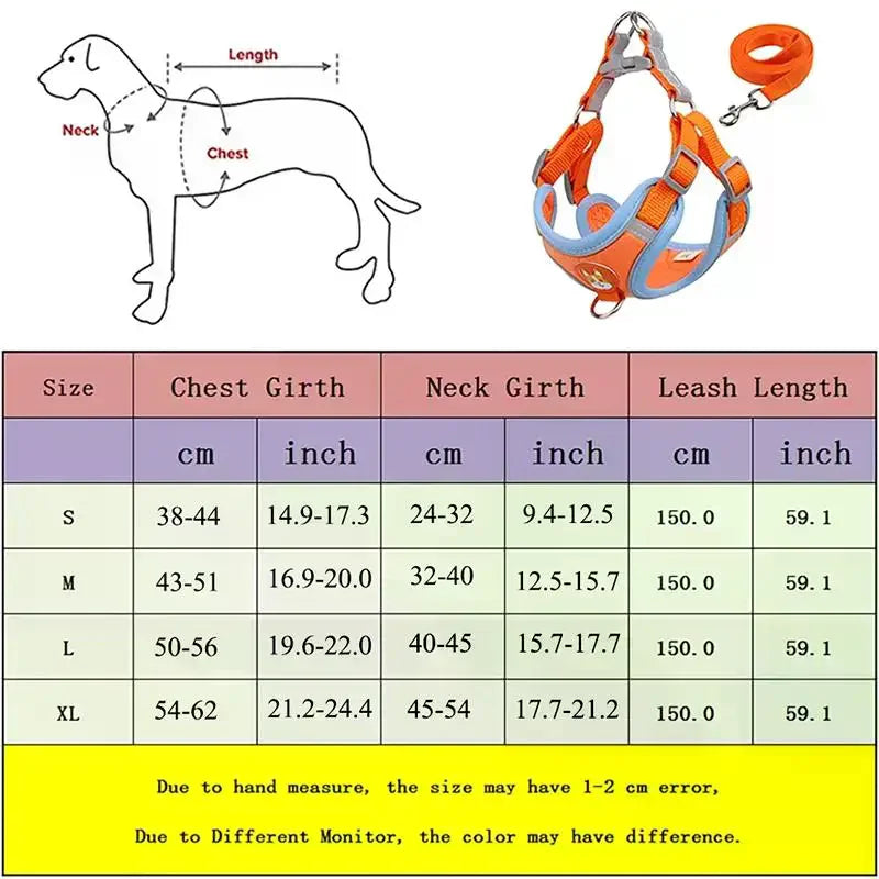 Harness Leash Set Dogs Adjustable For Small Medium Vest Reflective Puppy Chest Strap Pet Walking Outdoor Supplies