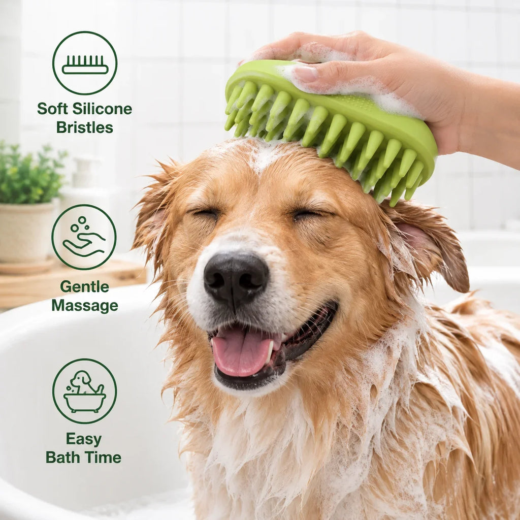 Pet Massage De-Shedding Brush, Soft Dog Bath Cleaning Scrubber, Hair Removal Grooming Tool for Pets