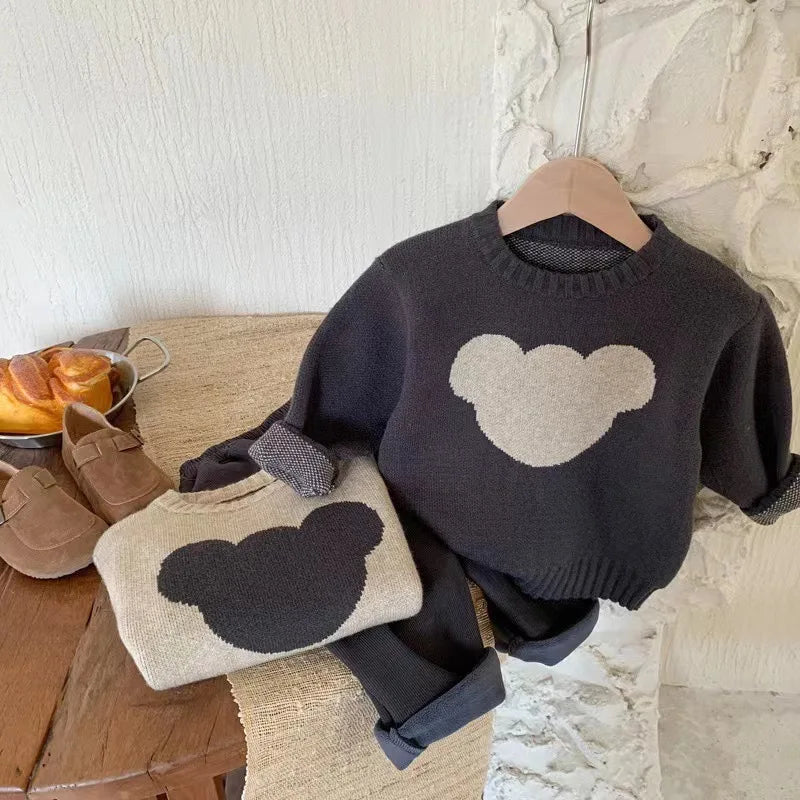 MJ230187 Korean-Style baby Sweaters, Autumn and Winter Outfits for Boys and Girls, Newborn Outerwear, Bear Hooded Knits
