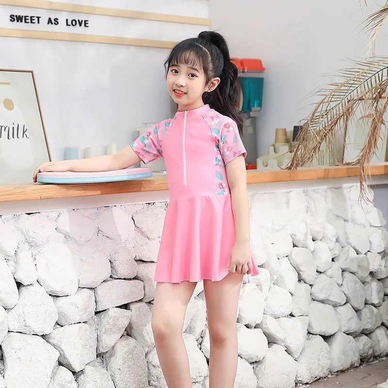 Children Swimsuit For Girls Separate Two-Piece Summer Floral Swimming Dress+Shorts Cute Baby Bathing Suit Toddler Kids Beachwear