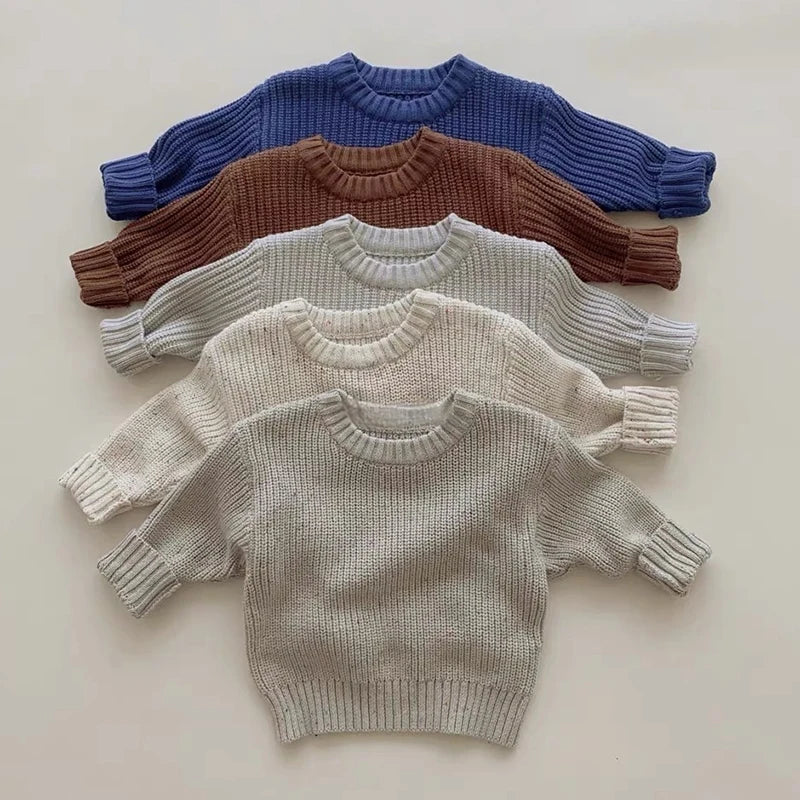 0-6Yrs Baby Boys Sweaters Spring Autumn Children Solid Color Basic Warm Knit Sweater Kids Girls Baby Pullover Sweaters Clothes