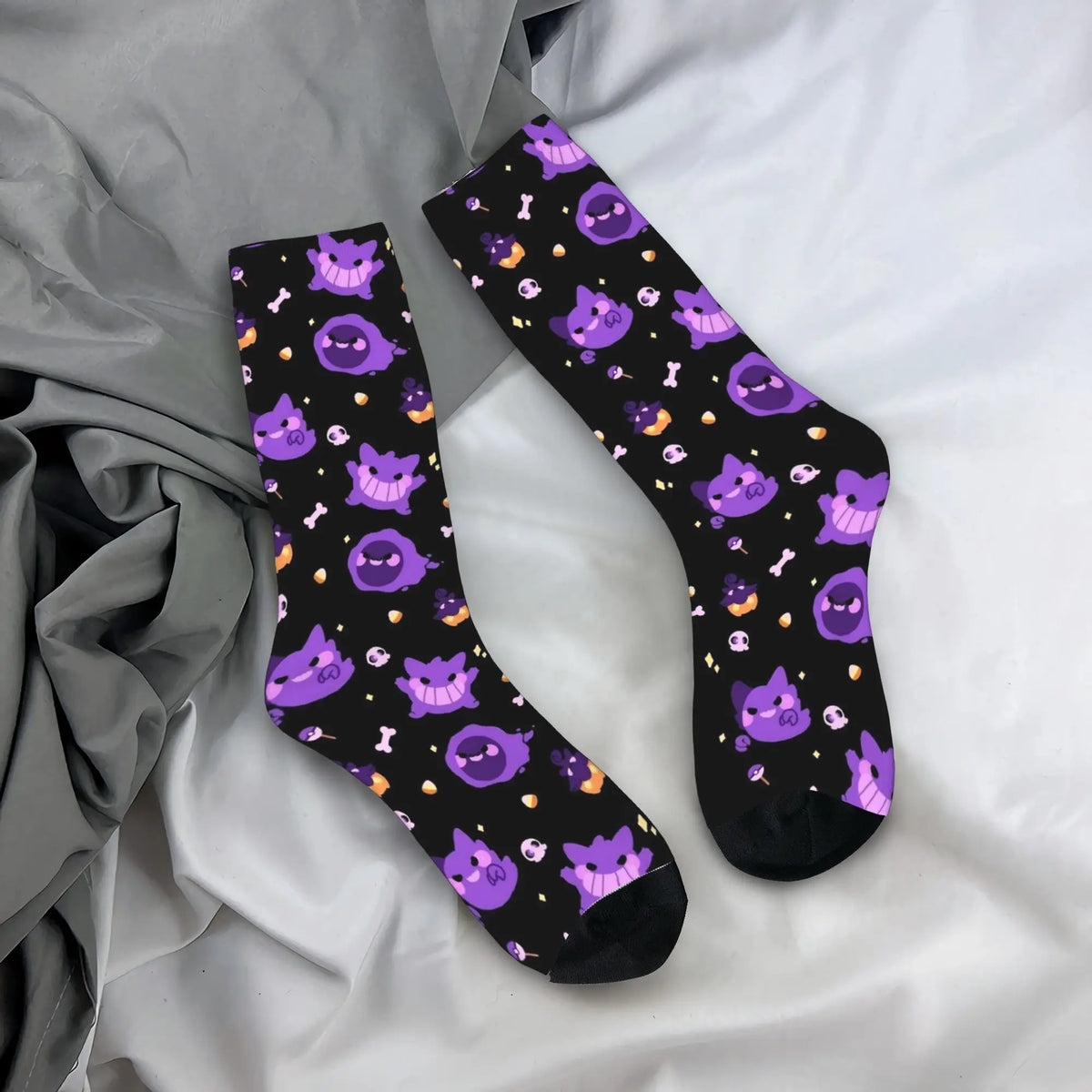 Happy Funny Male Men Socks Hip Hop Pokemons Cartoon Gengar Sock Polyester  Graphic Women's Socks Spring Summer Autumn Winter