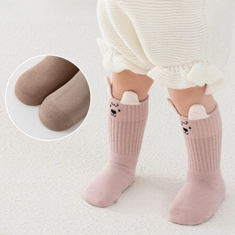 3Pairs Cute Kids Socks For Girls Boys Soft Cotton Baby Toddler Boy Girl Sock Cartoon Children's Short Socks Autumn Winter 0-5Yrs