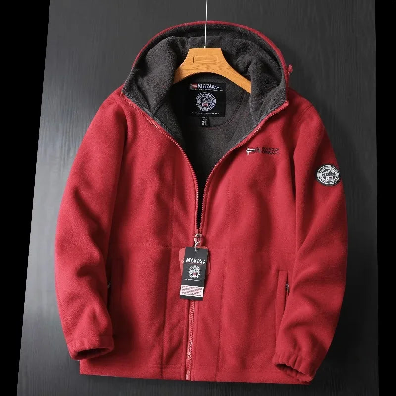 2025 Hot Selling Norway Cold Resistant Warm Thick Double-layer Hooded Fleece Winter Plus Fleece Men's and Women's Same Size