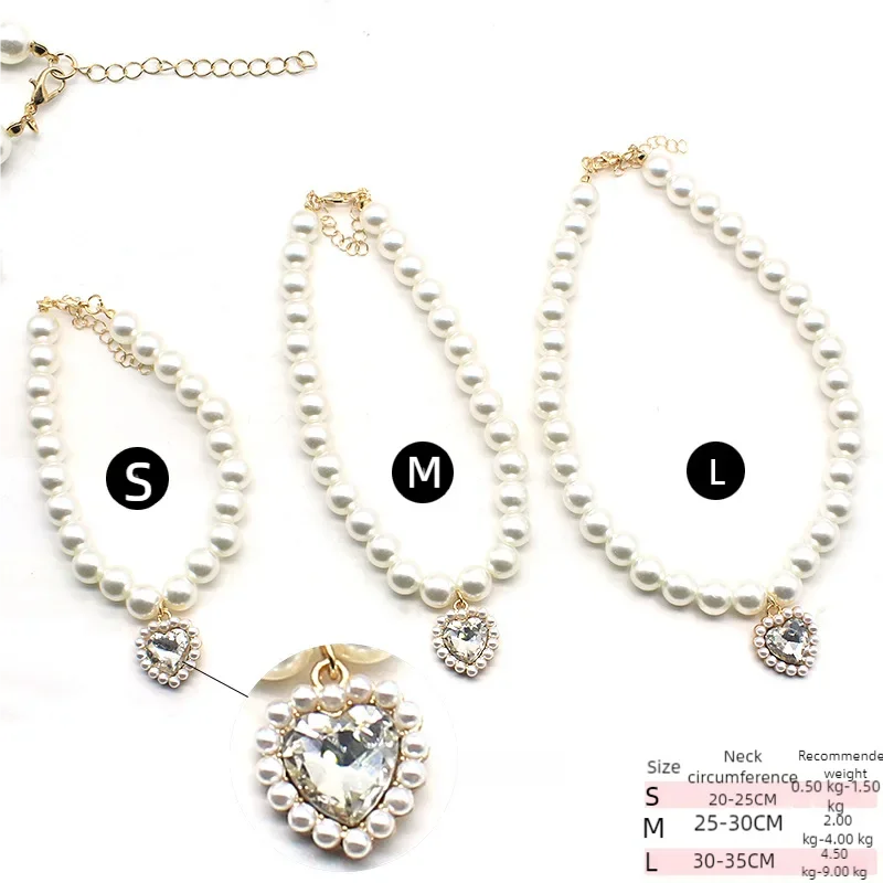 Adjustable Pet Pearl Necklace Accessories for Cats Gotas Animals Fashion Rhinestones Sphynx Cat Collar Kitten Dog collier Chat