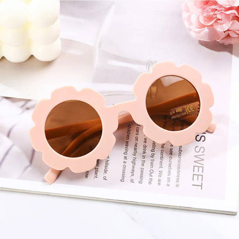 2-10 Years Children Sunglasses Sun Flower Round Cute Kids Sun Glasses for Boys Girls UV400 Protection Baby Lovely Candy Eyeglass