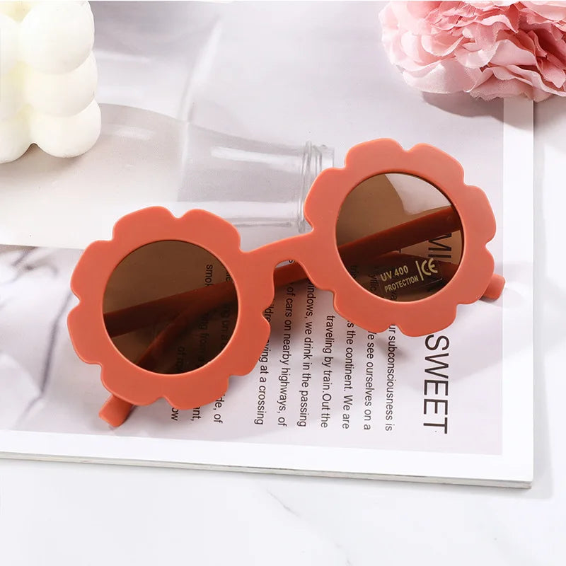 2-10 Years Children Sunglasses Sun Flower Round Cute Kids Sun Glasses for Boys Girls UV400 Protection Baby Lovely Candy Eyeglass