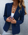 Spring Women's Office Blazers Long Sleeve Solid Color One-button Simple Casual Basic White Khaki Jacket Black Coats