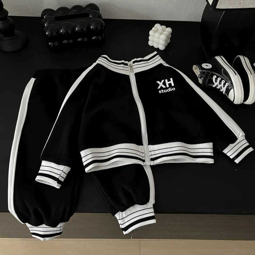 New Boys Suits Baby Girls Long-Sleeved Clothing Sets Kids Letter Coat Sweatpants 2Pcs Children Fashion Outfits Autumn Sportswear