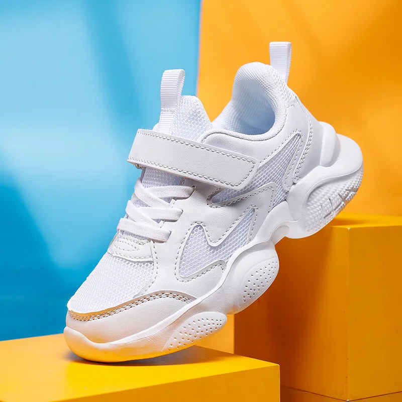 Children's Sports Shoes Boys Girls Sneakers Fashion Mesh Breathable Non-slip Kids Running Shoes for Boy White School Sneakers