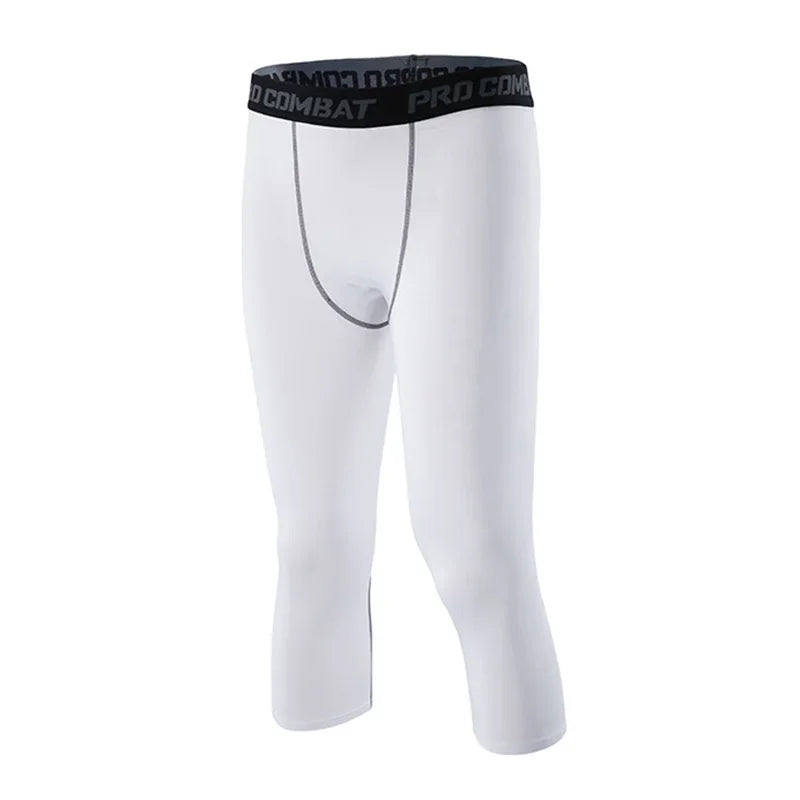 Men's Sports Cropped Pants Sportswear, Running Leggings Gym Leggings Male Compression Sweatpants MenCropped Capri Trousers