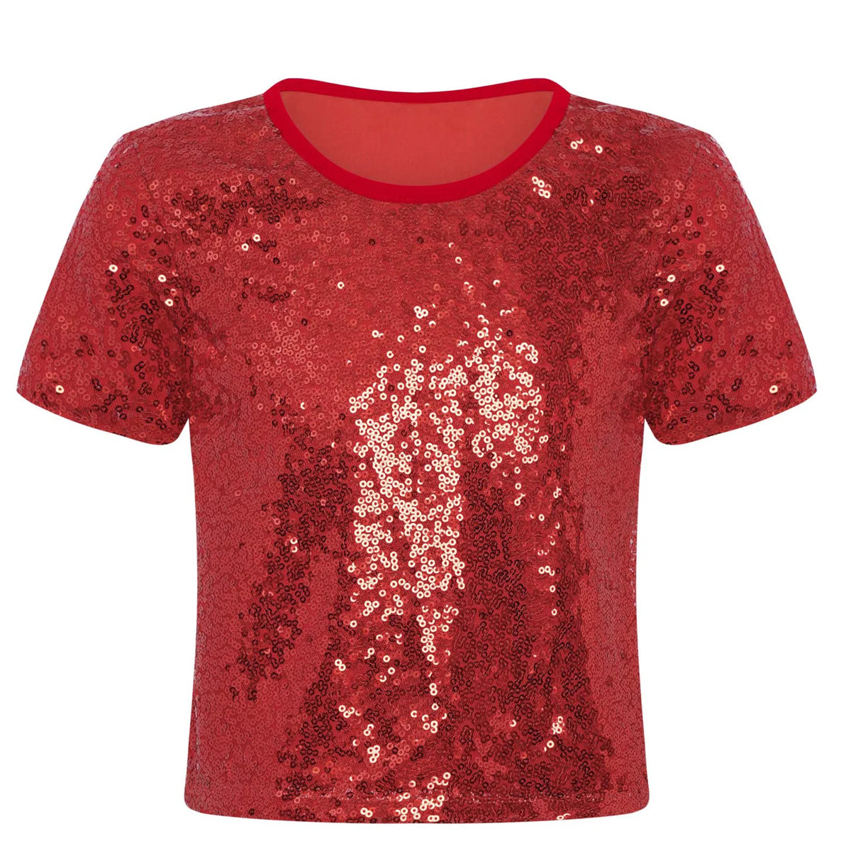 Children T-shirts Short Sleeve T-shirt Sparkling Sequins Tops Streetwear Girls Boy Jazz Dance Costume Kids Performance Clothes