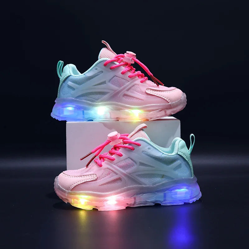 Summer Kid Sneakers New Fashion Light Up Boy Shoe Breathable Versatile Anti Slip Simple Sports Shoes Daily Classic Girl Shoes