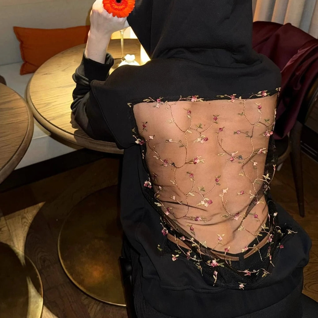Women’s Backless Hollow Mesh Hoodie Long Sleeve Solid Color Sweatshirt Casual Top for Autumn and Winter Perfect Christmas Gift