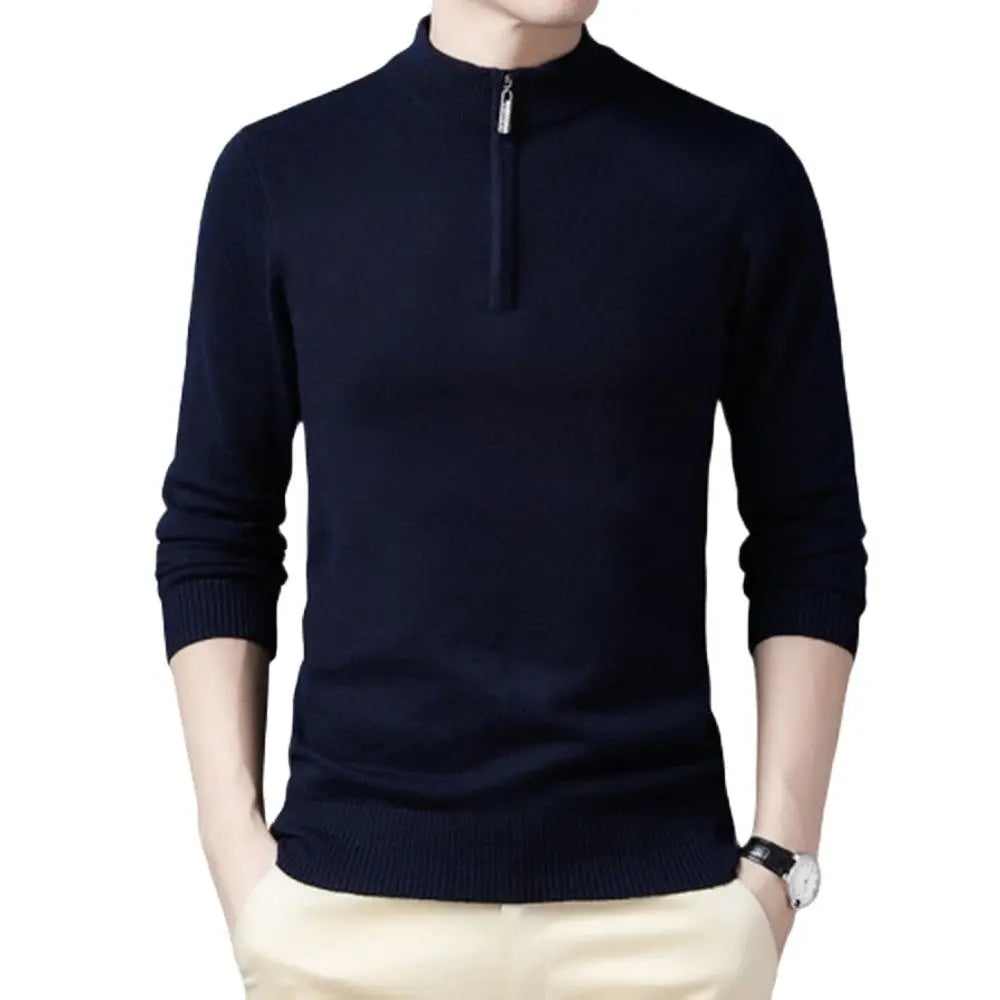 New Sweaters Men Fashion Half Zip Pullover Slim Fit Jumpers Knitwear Sweater Men Winter Warm Casual Brand Sweater Man Pullover