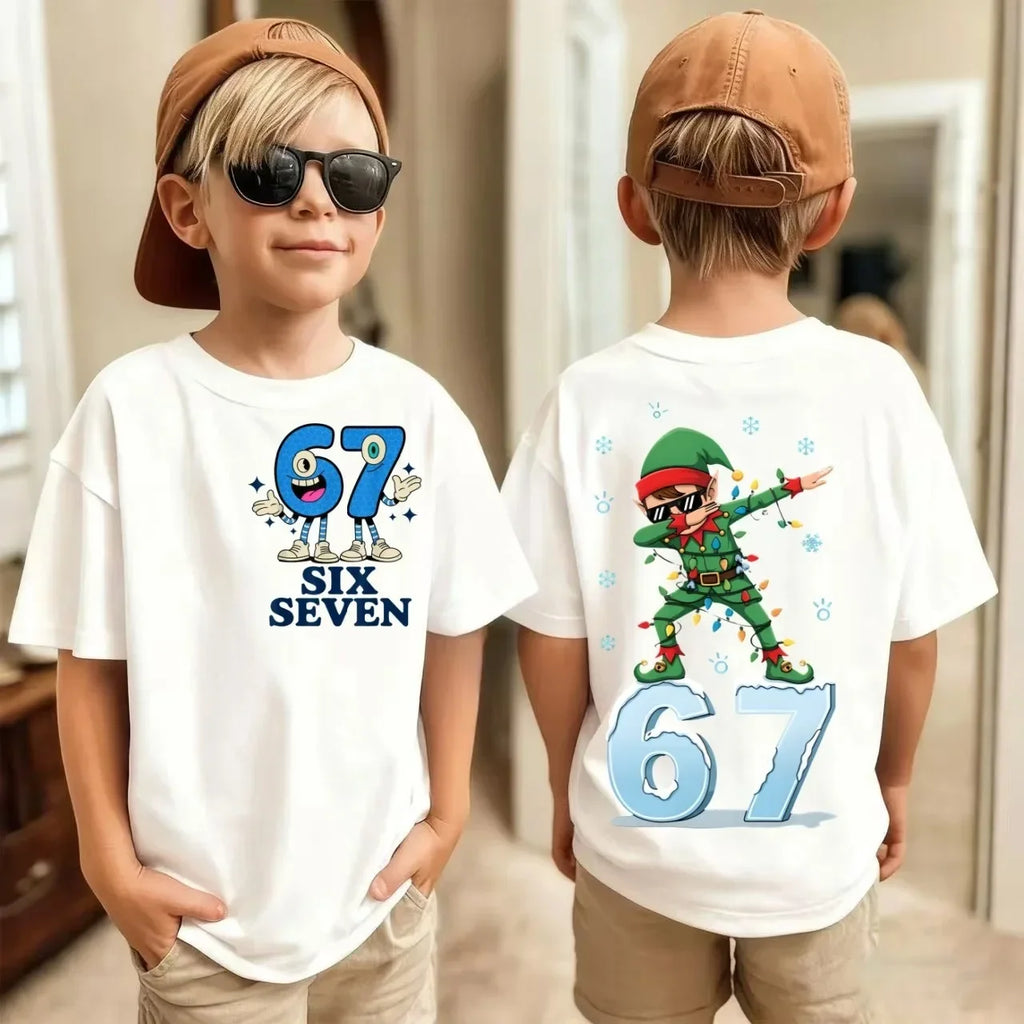 Summer Children's T-shirt Cotton Casual Fashion Kids Clothing 67 Six Seven Cute Print Trendy Boys Girls Short Sleeve Tees Tops