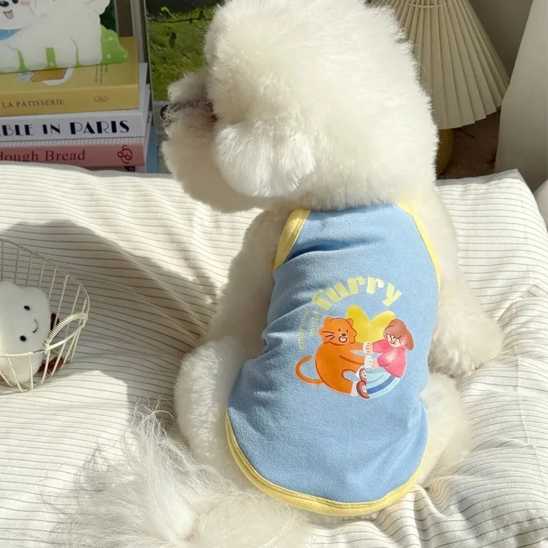 Cute Summer Pet Dog Clothes Camisole Vest Thin For Small Dog Cat Dress Printed Cute Comfortable Couple Clothing Puppy Clothes