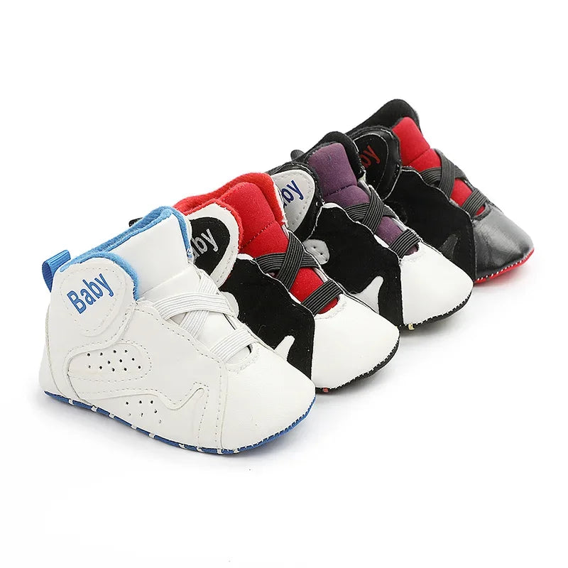 High Top Baby Sneakers Soft Sole Non-slip Comfortable Baby Boy Baby Girl Football Basketball Sports Shoes Infant Toddler Shoes