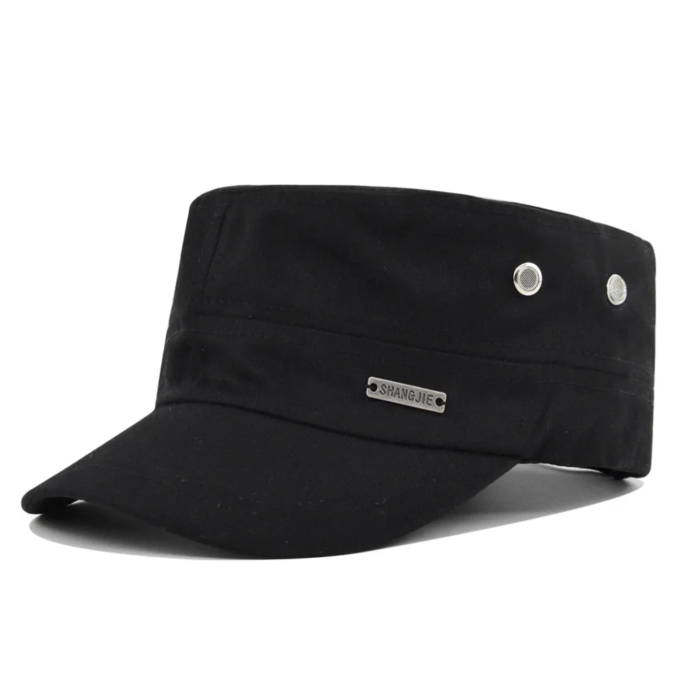 Hat Men's Flat Military Hat Is Simple And Versatile, Middle-Aged Hat Spring And Autumn Duck Tongue Casual Fashion New Style