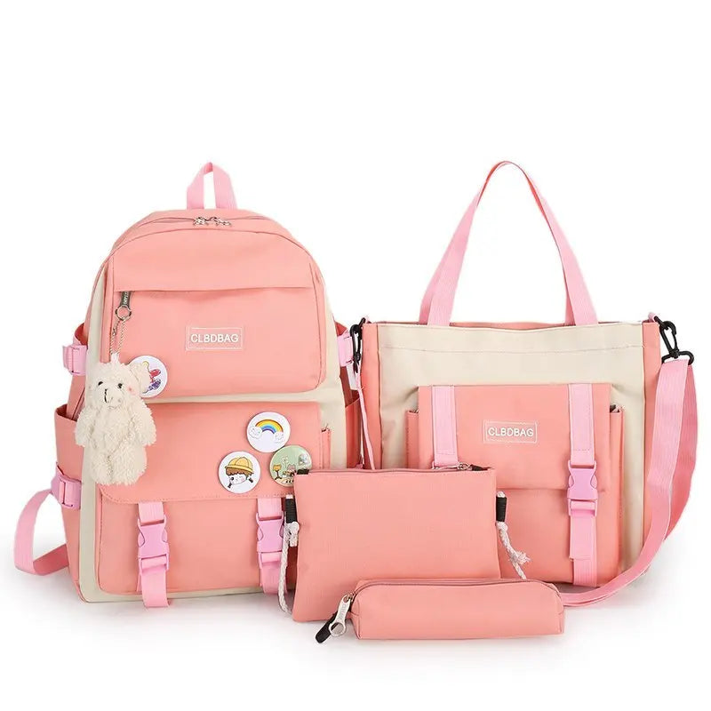 4 Pcs Sets Children's School Backpack Kawaii Women's Backpack Bookbag School Bags for Teens Girls mochilas para niñas 가방 рюкзак