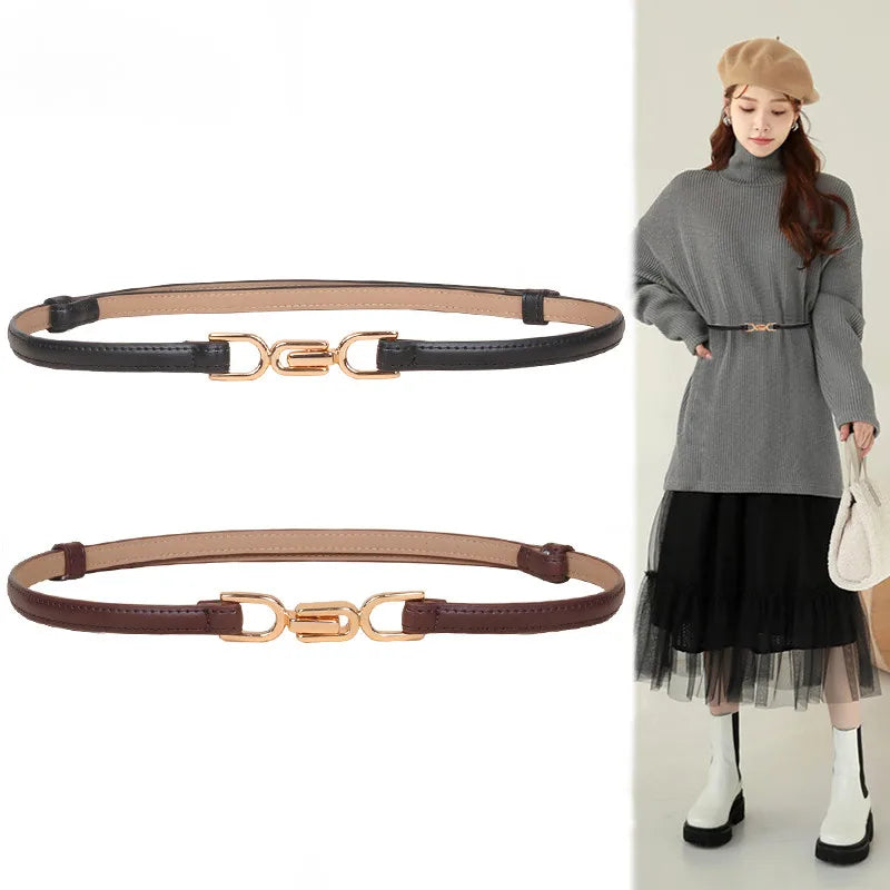 Women's Buckle Adjustable Simple and Fashionable Versatile Belts Dress Accessories Korean Style Adjustable Waist Cinching Belts