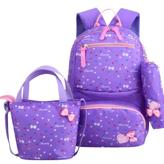 Bunnyfly 3pcs/Set Kids School Bag Backpack Set Fashion Lovely Children's Backpack for Girls Student Mochila Sac