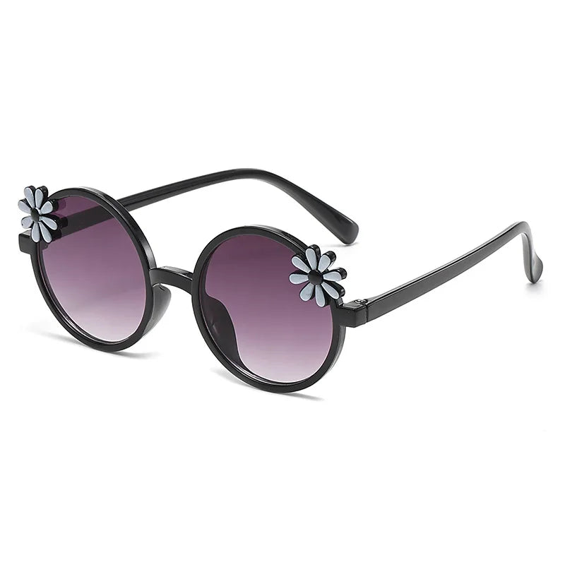 Cute Flower Children Sunglasses Fashionable Uv Protection Round Frame Outdoor Sunshade Kids Sunglasses 2344