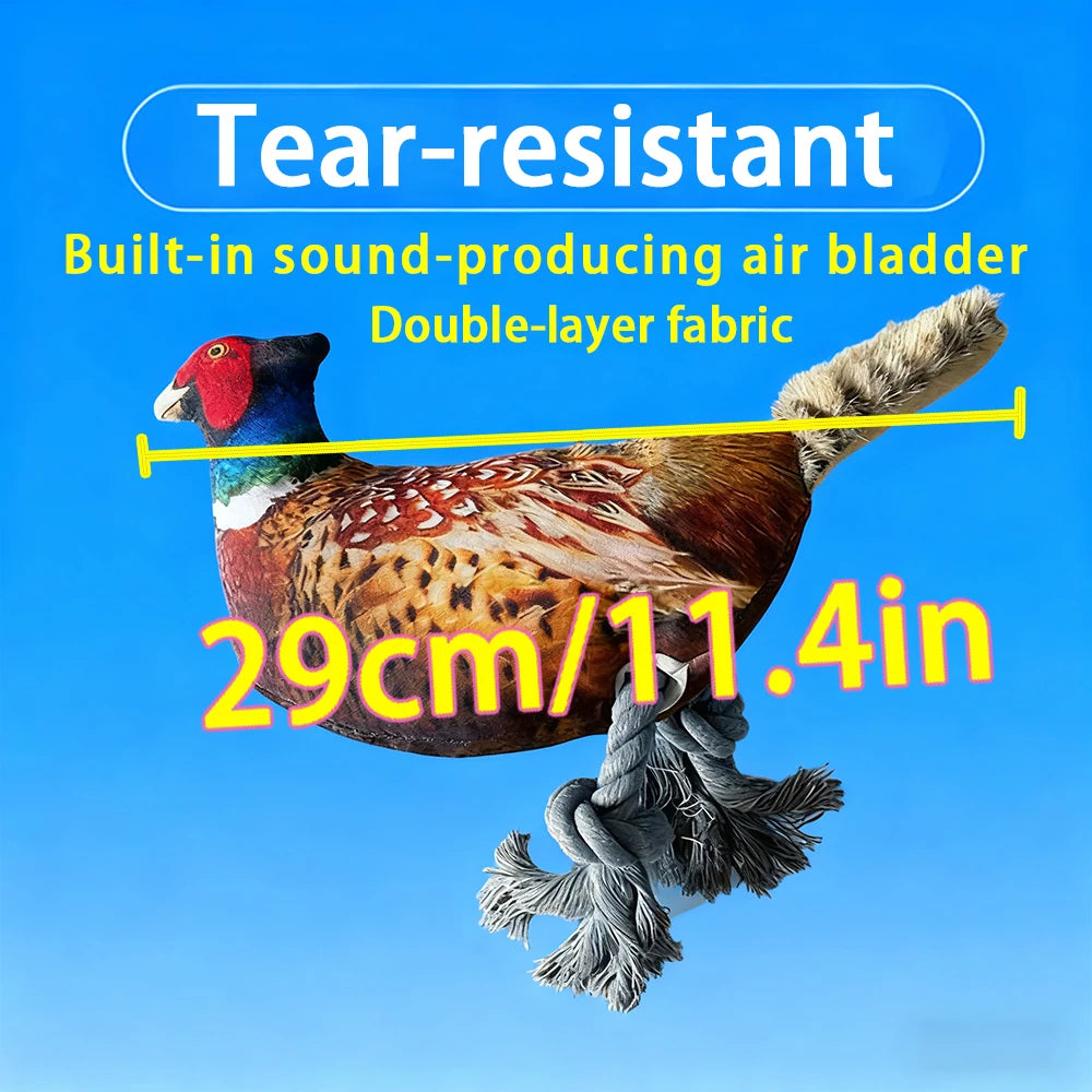 Plush Toy for Cats and Dogs: Lifelike Pheasant, Tear-Resistant Knotted Toy, Washable, Interactive Companion Toy for Pets