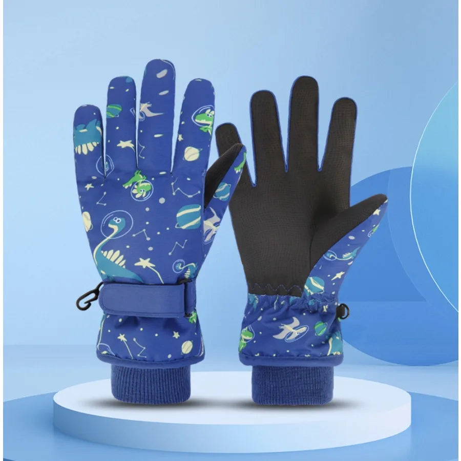 Kids Ski Gloves Winter Snow Waterproof Warm Thermal Cartoon Gloves for Boys Girls Toddler for Snowboarding Playing in Snow