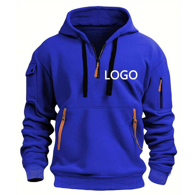 Customized Shoulder Drop Hoodies Men Leisure Sport Multi Zipper Arm Pocket Loose Sweatshirts Women Fashion Hoody Jacket Pullover