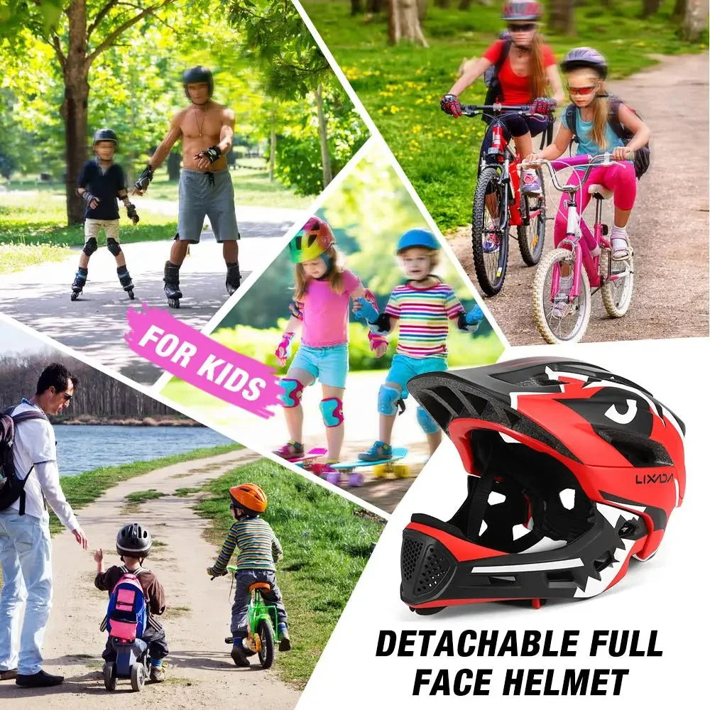 Lixada Kids Detachable Full Face Bike helmet Children's Sports Child Cycling mtb Motorcycle Skateboarding Roller Skating Helmet