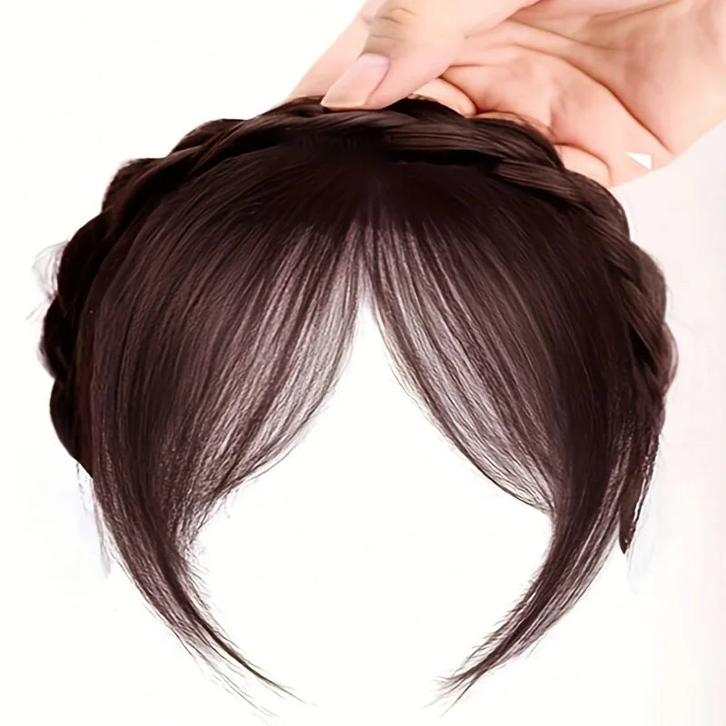 Wig Twist Braids Headbands Eight-character Bangs One-piece Hairpin Cover White Hair Natural Hair Volume on The Top of The Head
