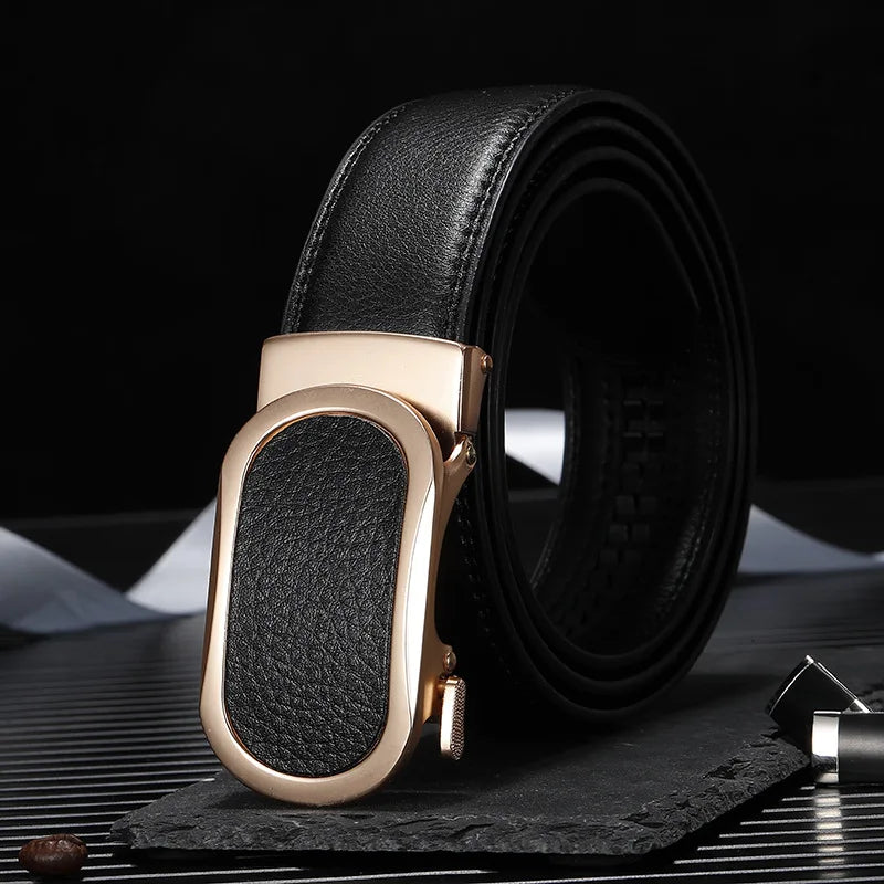 3.5CM multicolor Men Belts Automatic Buckle Belt Genune Leather High Quality Belts For Men Leather Strap Casual Buises for Jeans
