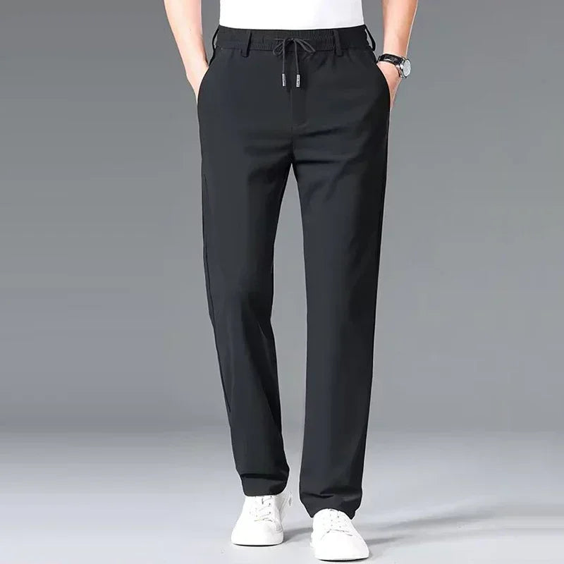 Fashion Men Casual Pants Male Classic Business Brand Elastic Waist Trousers Solid Stretch Straight Leg Pants