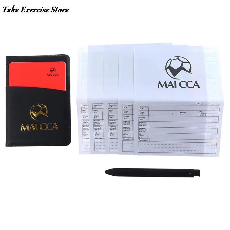 Soccer Referee Red Yellow Card Professional Fair Play Cards Football Linesman Leather Case Bag Set Sports Game Equipment