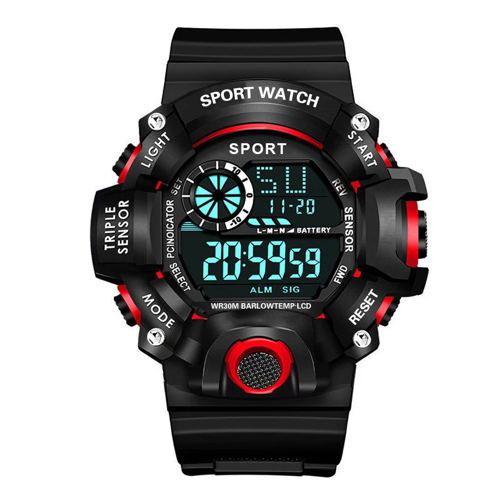 Men's Watch Fashion Sports Electronic Wristwatch Large Dial Multifunctional Waterproof Luminous Alarm Kids Male's Military Watch