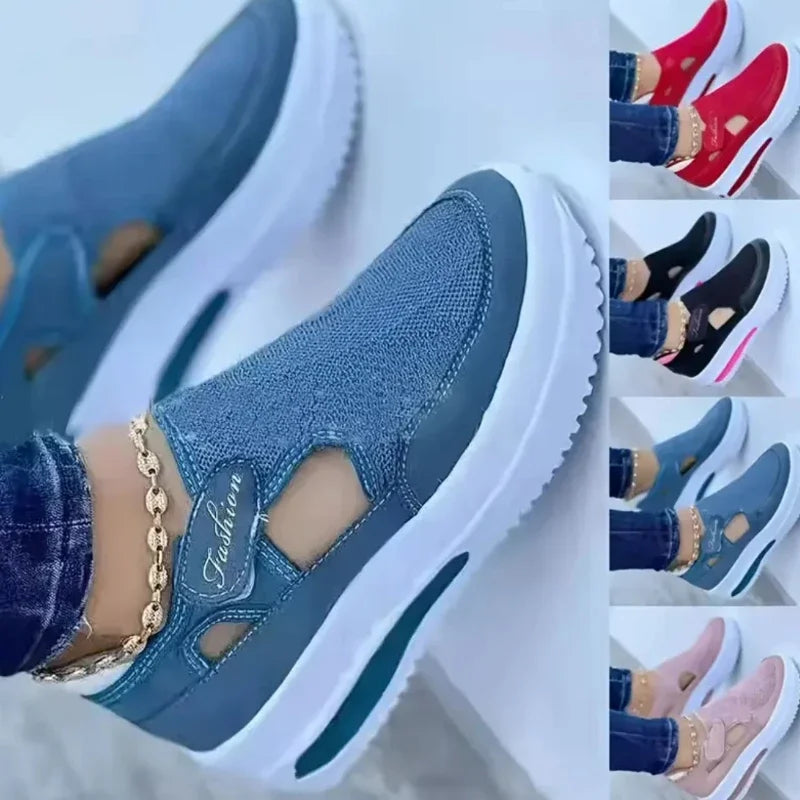 2025Spring New Women's Sports Shoes Fashion Thick-soled Lace-up Casual Sports Shoes Comfortable Running Women's Vulcanized Shoes