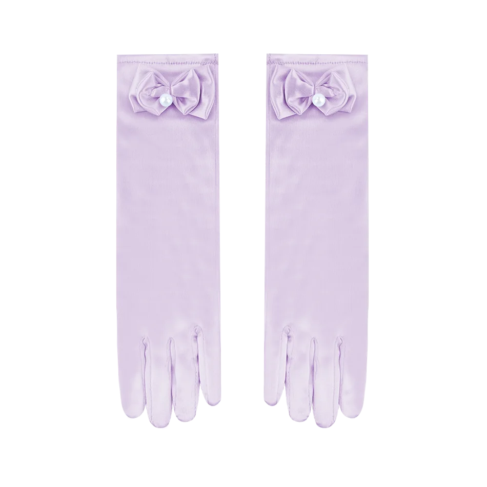 Girls Princess Accessories Kids Satin Bow Elsa Cinderella Gloves for Costume Children Birthday Halloween Party Cosplay Gift