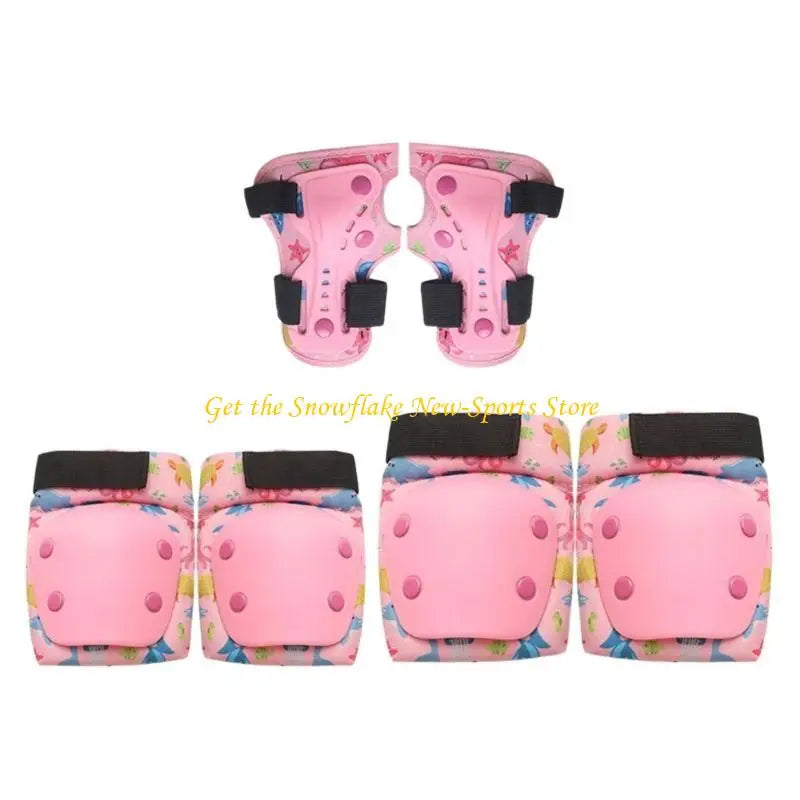 E56D 6Pcs Kids Outdoor Skating Gear Set with Skating Knee Guard Elbow Brace Hand Pad