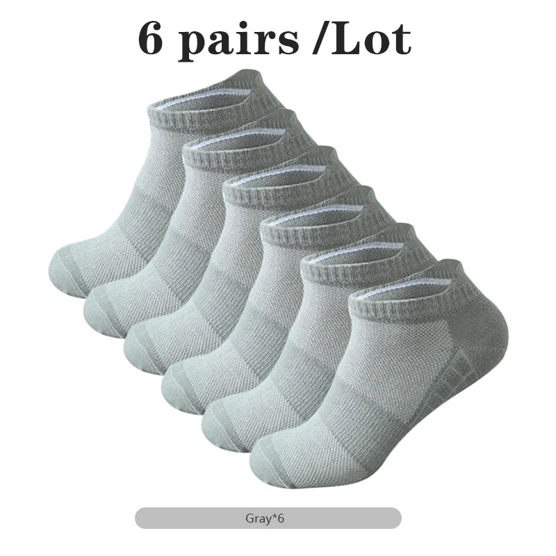 6 Pairs/Lot Men Running Socks Mesh Breathable Thin Sports Socks Men Basketball Socks Sweat Deodorant Hiking Cycling Socks