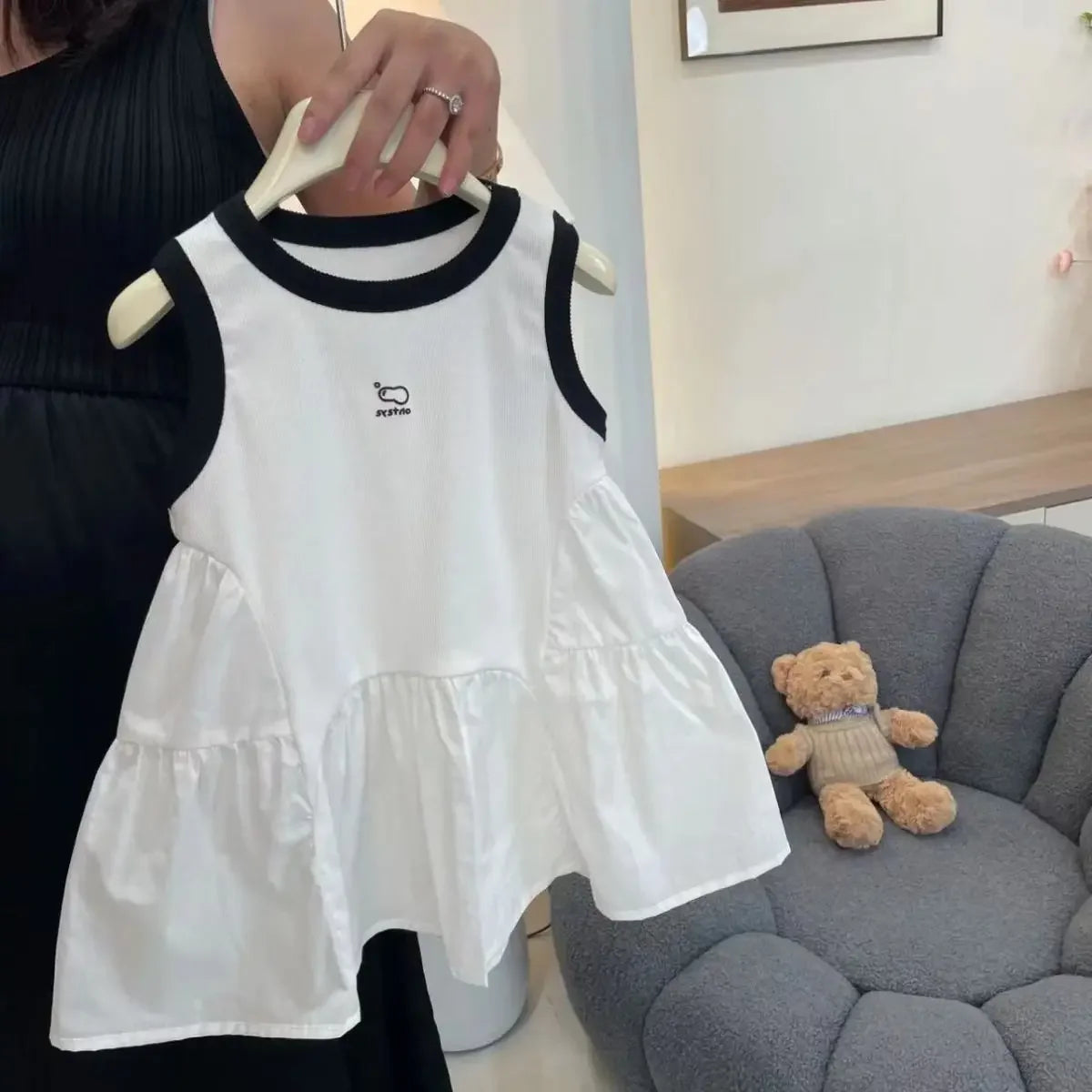 Children's Dress Girls Vest New Summer Baby Fashionable Style Little Girl High-grade Splicing Sleeveless Dress Loungewear Outfit