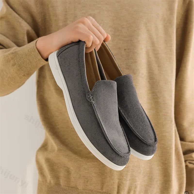 Men Flat Loafers 2026 Frosted Suede Flat Shoes Comfortable Non Slip Fashion Loafers Lightweight Trendy Outdoor Casual Shoes New