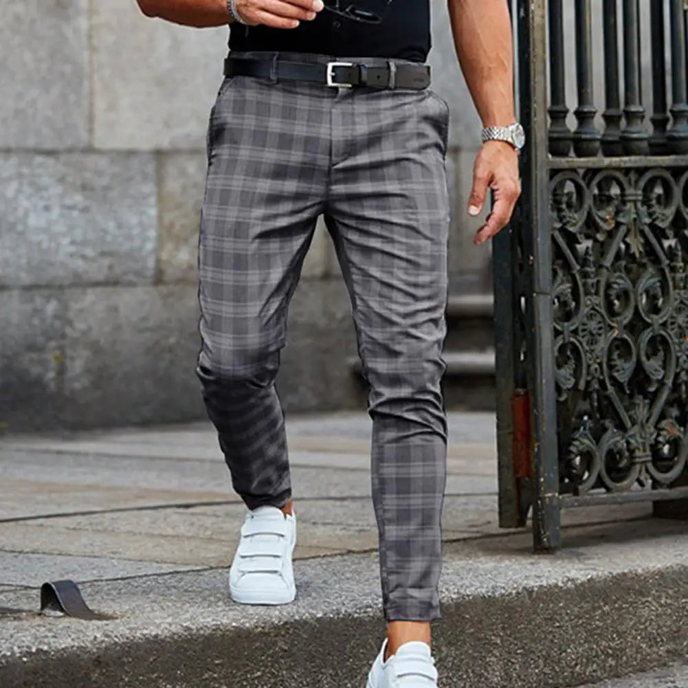 2025 Men Trousers Plaid Loose Autumn Winter Vintage Checkered Pants Men's Fashion Slim Fit Plaid Casual Pants Long Pencil Pants